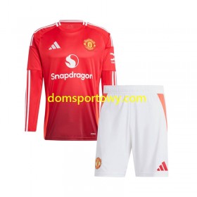 Koszulka Manchester United Dziecięcy Domowe Koszulki Piłkarskie 2024-2025 Długi Rękaw